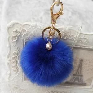 Rabbit Fur Plush Ball Keychain Bag Car Key Ring Pendant