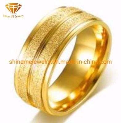 Shineme Jewelry Fashion Gold Plating Matt Stainless Steel Ring SSR2052