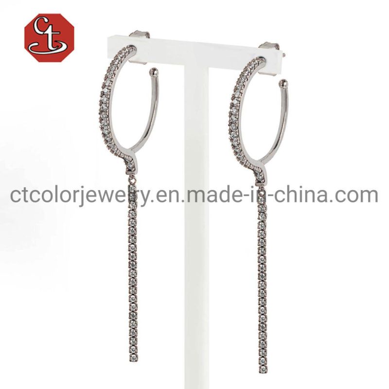 High Quality Newest Design 925 Silver AAA CZ Tassel Style Earring