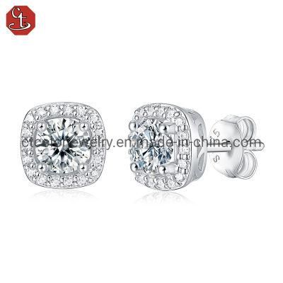Fashion Accessories Moissanite square earrings diamond-like cluster setting earrings for women