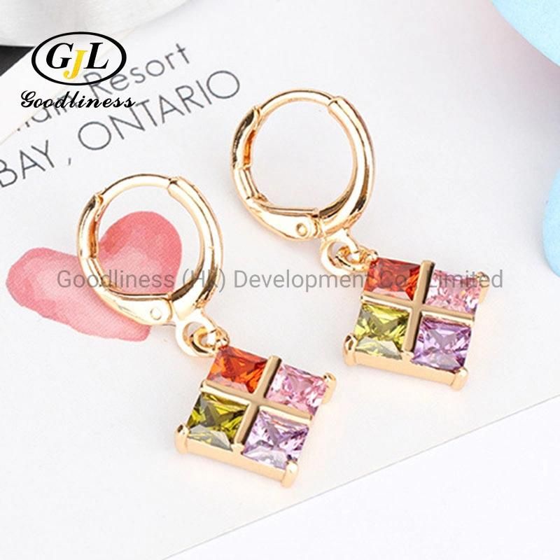 Fashionable Charming Double Crystal Square Earringsvintage Handmade Earings Jewelry