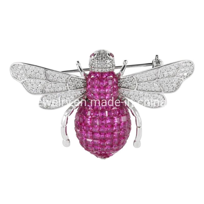 Broche Parallel Cut Invisible Setting Ruby Diamond Snowflake Bee Brooch Pin Christmas Brooches and Pins Ladies Brooches