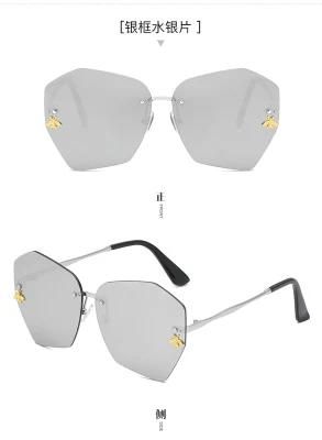 Summer Rimless Rectangular Square Frames Shades Women Vintage Sun Glasses Unisex Yellow Retro Mens Sunglasses