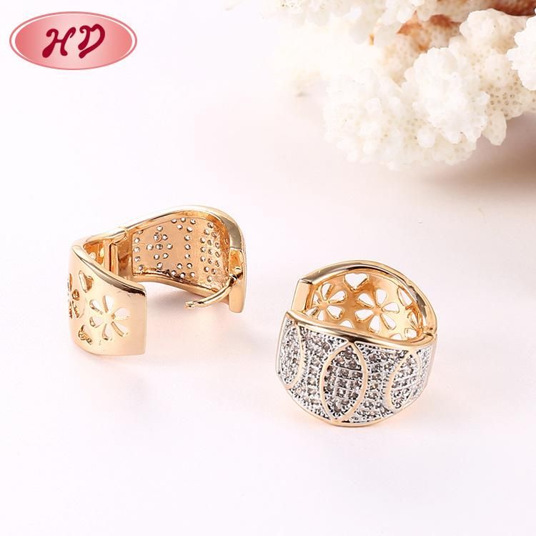 Fashion 18K Gold Silver Alloy Jewelry Stud Drop CZ Hoop Huggie Earrings with Crystal for Women