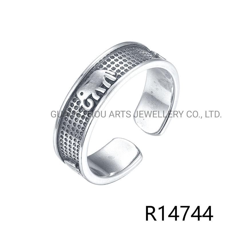 Fashion High Quality 925 Sterling Silver Carved Adjustable Ring