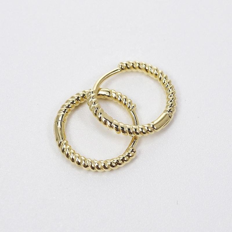 Custom Fashion 18K Gold Plated Jewelry 925 Sterling Silver Circular Twist Rope Huggie Hoop Earrings for Men Women