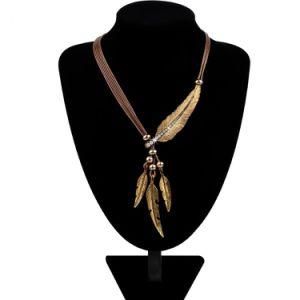 Pendants Vintage Rope Chain Necklace Alloy Feather Statement Necklaces