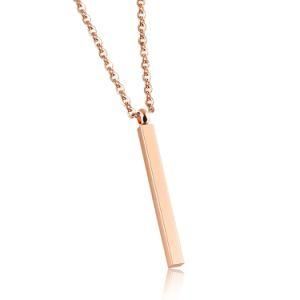 Custom Design Rose Gold Long Bar Pendant Necklace for Women