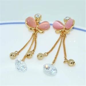 New Style Crystal Butterfly Earrings Long Tassel Ear Drop Earring for Woman Free Shipping (E140006)