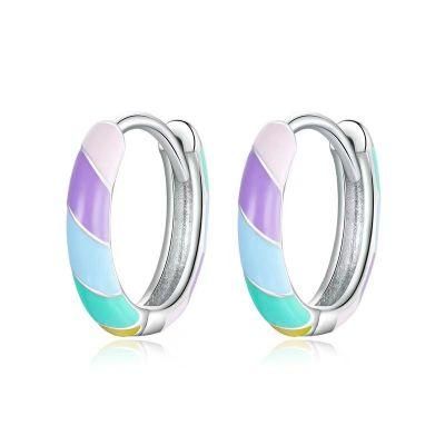 Fashion Jewelry Women Earrings Colorful Dripping Oil Hoop Earring for Anniversary Party Gift