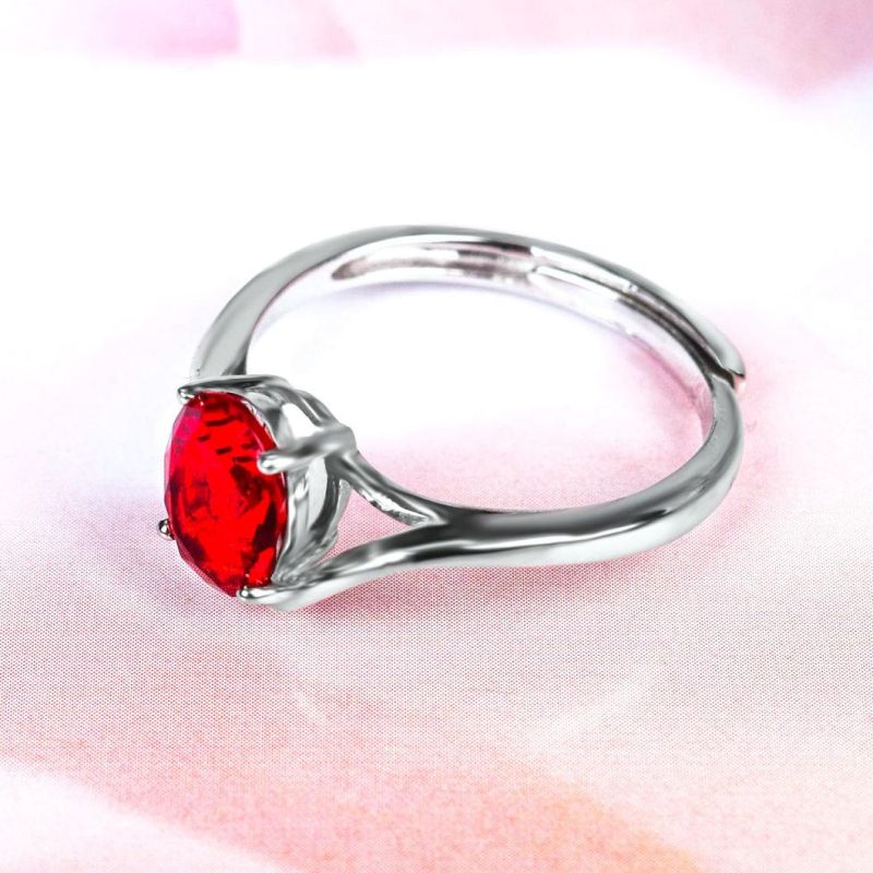Fashion Jewelry 925 Sterling Silver Created Synthetic Ruby Stone Rings Ruby Jewellery Zirconia Rings