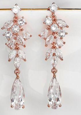 Bridal Jewelry, Wedding Jewelry, Bridal Earring, Wedding Earring, CZ Earring, Rose Gold Earring
