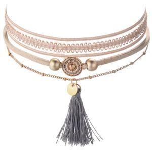 3 Pcsset Slim Leather Chain Tassel Pendant Necklaces for Women