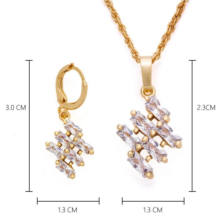 Fashion 18K Gold Plated AAA Cubic Zirconia Costume Imitation Charm Jewelry Sets