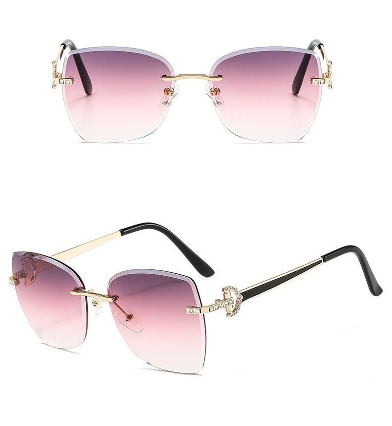 New Style Diamond-Encrusted Frameless Cut-Edge Square Women Sunglasses