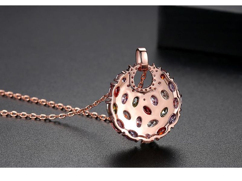 Colorful Zircon Copper Inlaid Zircon Pendant Necklace Jewelry