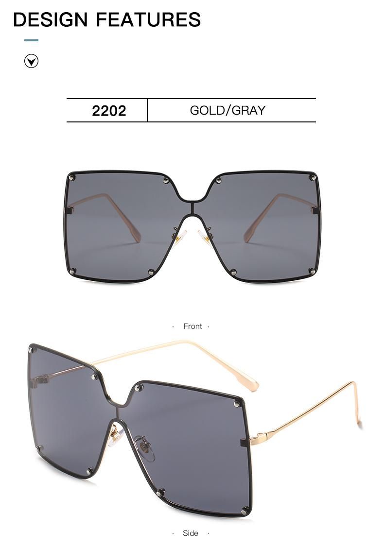 Metal Big Frame One-Piece Sunglasses Female European and American Trend Jelly Color Sunglasses Square Ocean Lens Glasses