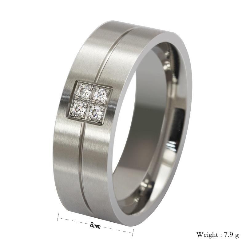 Gold Plating Men Fashion Wedding Setting 4 Stones Ring for Couple