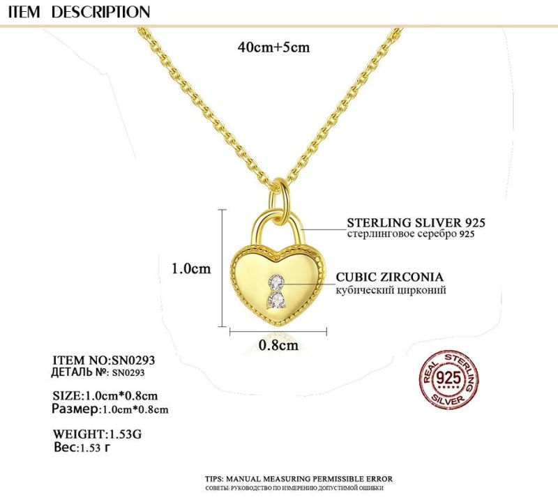 Jewelry Fashion Custom Heart Lock Pendant Chain Necklace