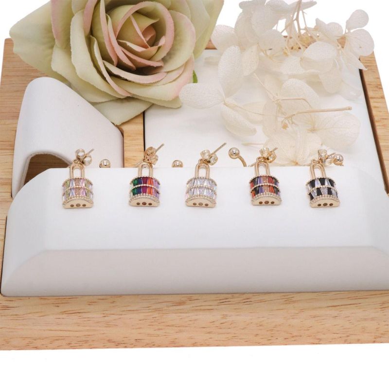 Fashion Colorful Zircon Gold-Plated Pendant Earrings