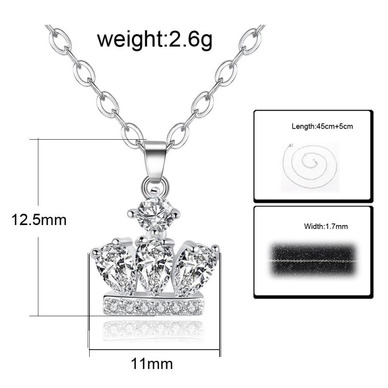 Fashion Temperament Princess Crown Inlaid Zircon Short Clavicle Chain Necklace