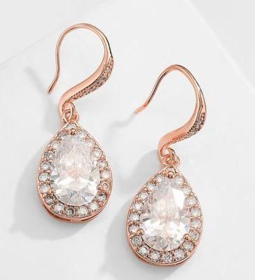 CZ Earring, Wedding Jewelry, Bridal Earring, Bridemaid Earring Jewelry, Rose Gold Earring, Rose Gold Wedding CZ Earring