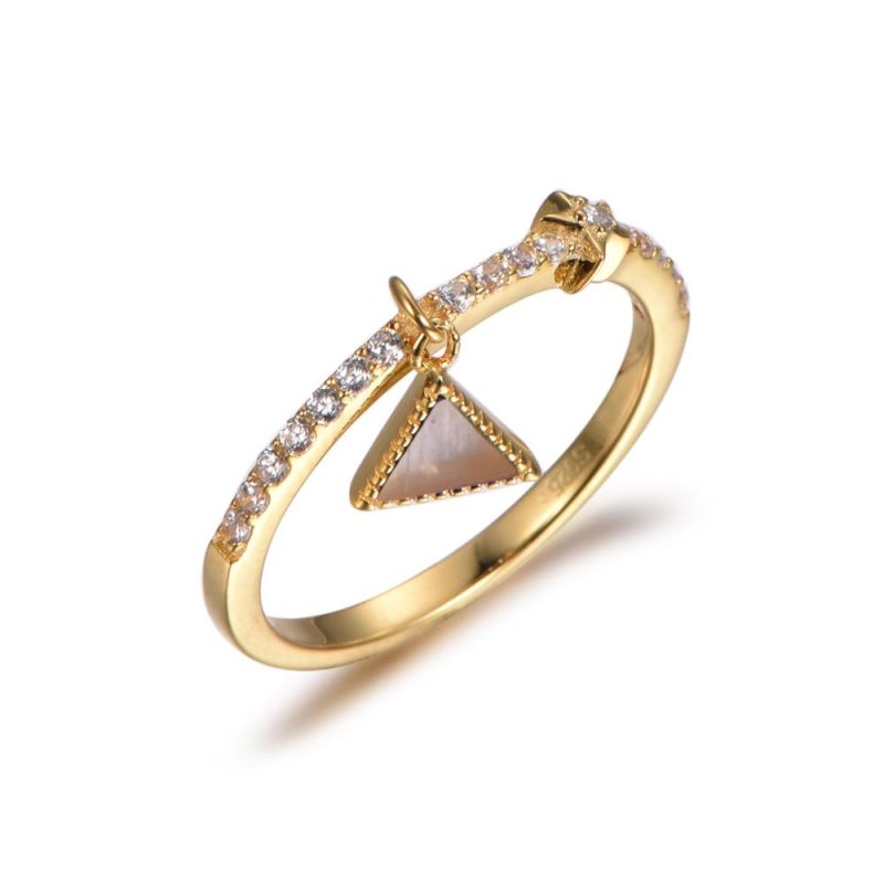 Wholesale 925 Sterling Silver with CZ and Shell Charm Ring