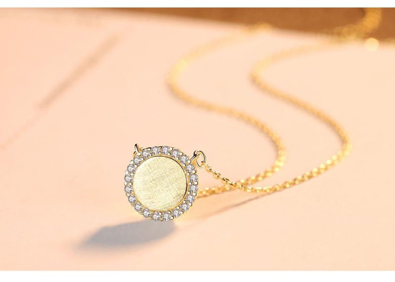 Cubic Zircons on Sun Flower Shape Copper Chains Necklace