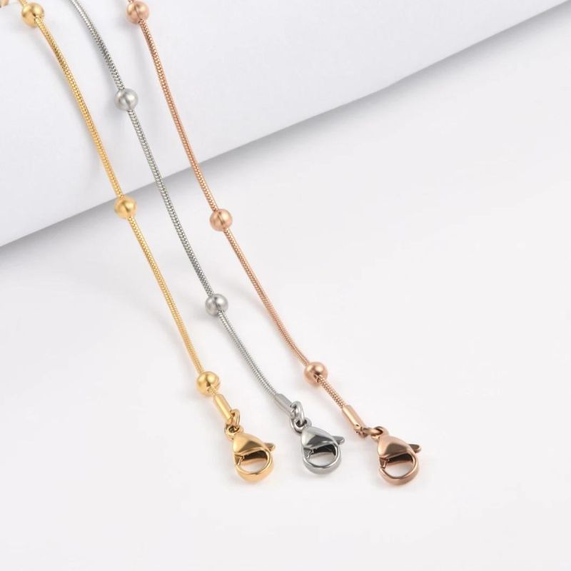 Wholesale Fashion Jewelry 316L Stainless Steel Snake Chain Necklace for Gold Plated Jewellery Design