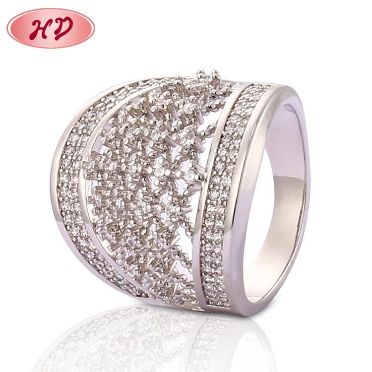 Women Fashion Rhodium Plated Silver Stainless Steel Engagement Finger Wedding Rings Jewelry Design