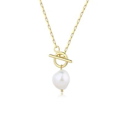 Wholesale 925 Sterling Silver Bead Choker Pendant Simple Single Pearl Necklace