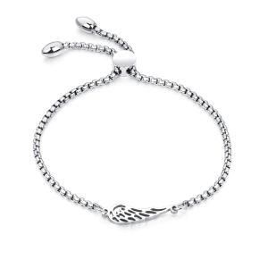 Fashion Jewelry Adjustable Feather Stainless Steel Women Bracelet