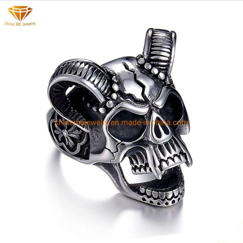 316L Stainless Steel Retro Skull Claw Ring Titanium Steel Punk Trend Satan Men′s Ring Sgmr2621