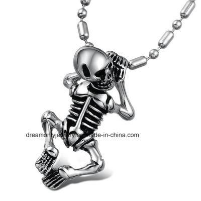 Fashion Cool Punk Steel Skeleton Skull Pandant Necklace