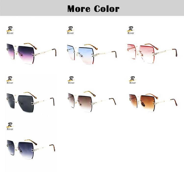 Square Trimmed Stock Frameless Sunglasses for Women