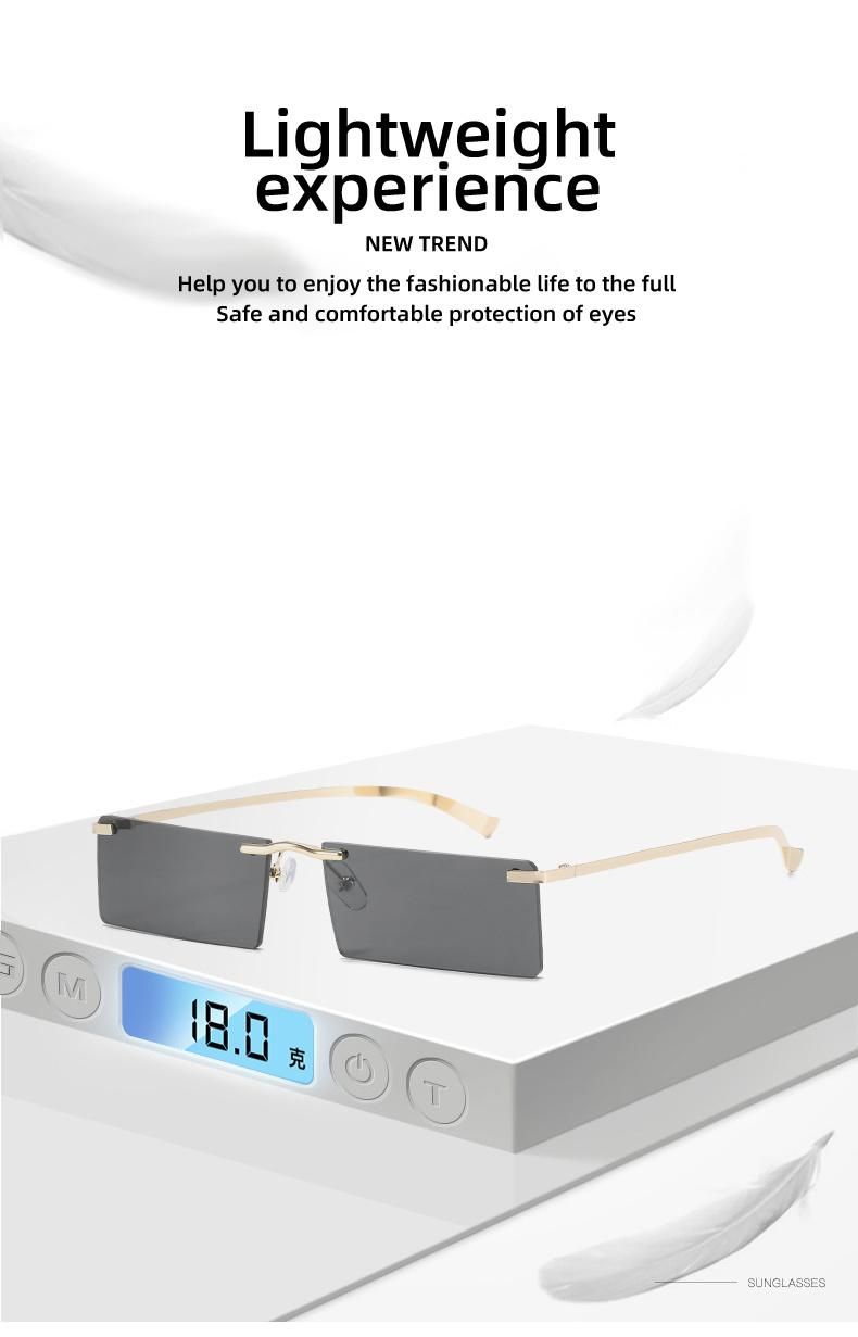 Rectangular Sunglasses Small Lens Rimless Sunglasses