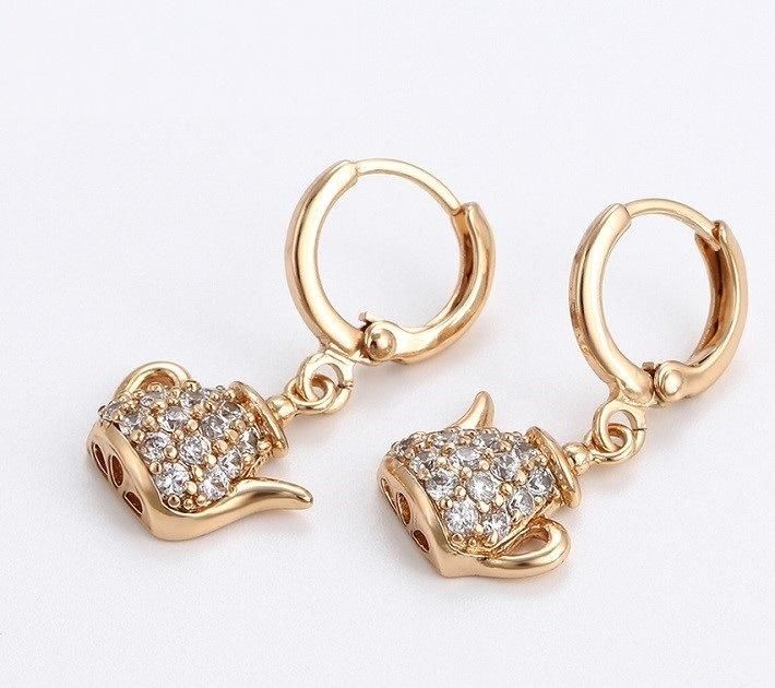 2022 Unique Design Fashion Design 18K Gold Plated Earrings with Teapot Shaped Pendant