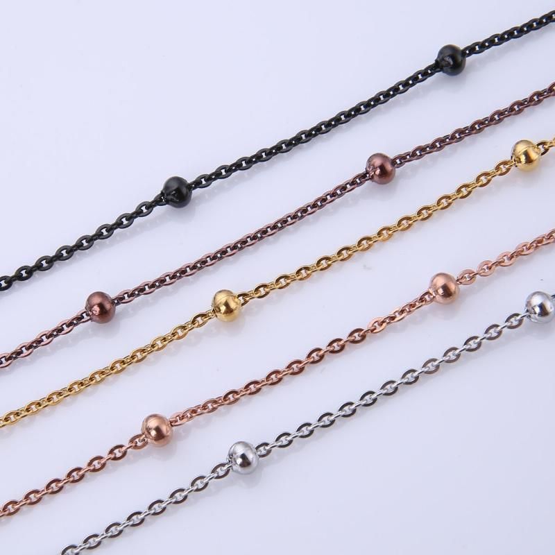 316L Stainless Steel Necklace Flat Cable Chain with Ball