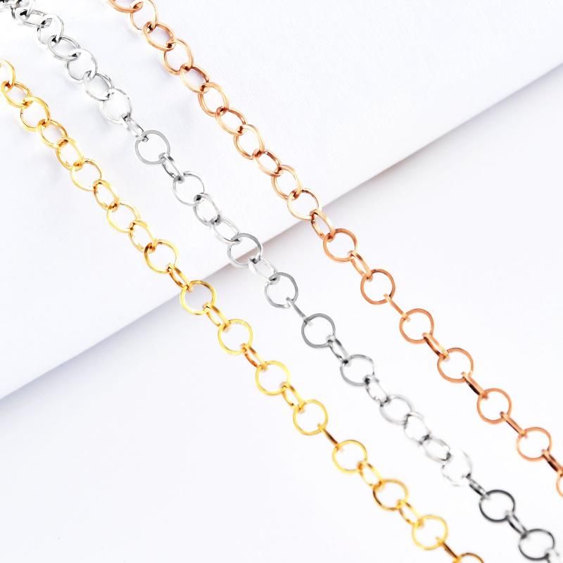 Stainless Steel Square Wire Circle Rolo Chain Link Necklace for Jewelry Making Accessories