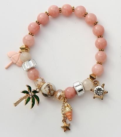 New Arrival Cute Coconut Tree Shell Pendant Acrylic Bead Bracelet for Girls