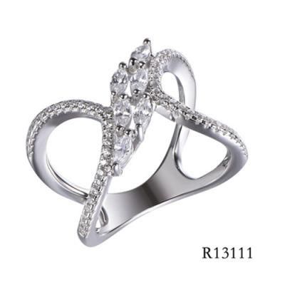 Creative 925 Sterling Silver with CZ Cross Line Ring