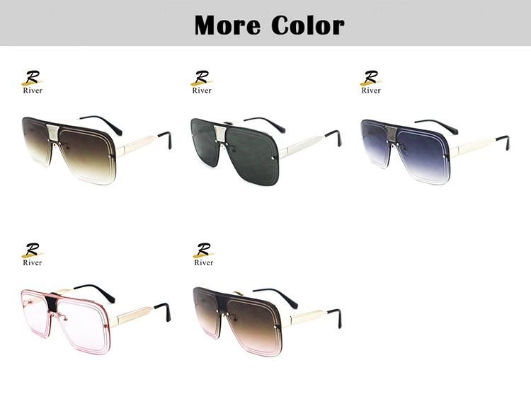 Top Flat Oversize Metal Frame Women Wholesale Sunglasses