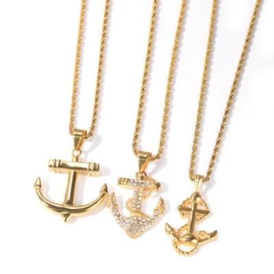 Titanium Stainless Steel Anchor Hip Hop Necklace