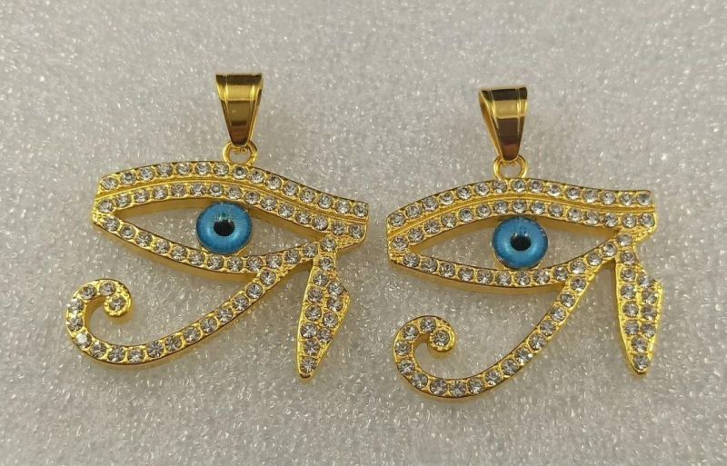 The Eye of Horus Jewelry Titanium Stainless Steel Gold Plated Diamond Horus Blue Eye Pendant Spt2616