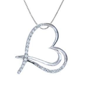 Paved CZ White Swirl Diamond Pendant in Sterling Silver