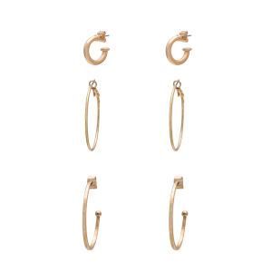 Hot Sale Fashion Jewelry Women Gold Thin Metal Hoop Earrings Set