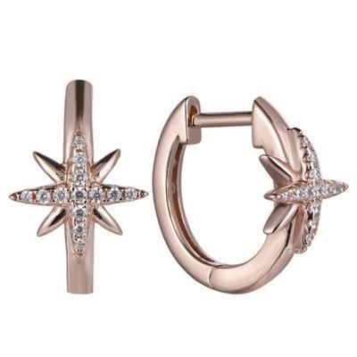 925 Silver Rose Gold Eight-Pointed Star Hoop Earring for Girls