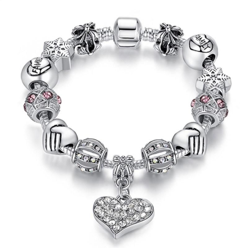 DIY Beads Bracelets Jewelry Gift Silver Crystal Charm Women Bracelet