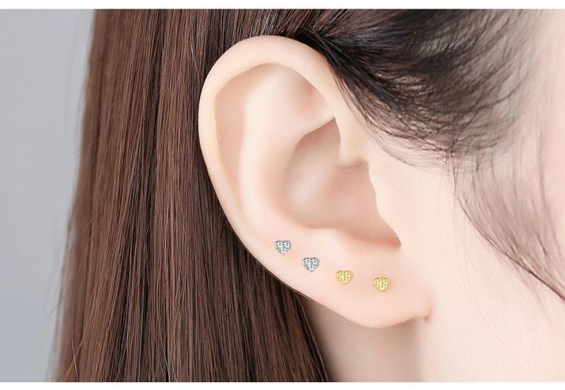 Cute Stub Earring for Women Heart Shaped Earrings with Crystals
