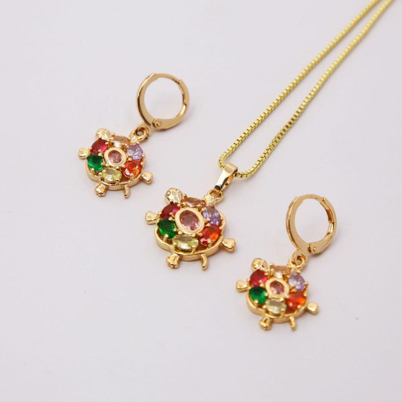 Colorful Crystal 18K Gold Plated Alloy Jewelry Chain Set